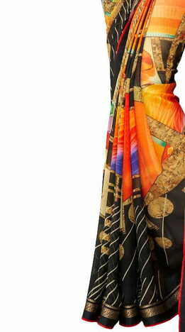 MGC Georgette Multicolor colour saree with blouse piece SP993