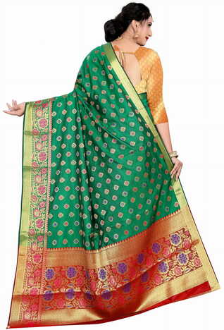 MGC Silk Green Color Saree SP101