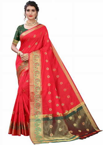 MGC Silk Pink colour saree with blouse piece SP679