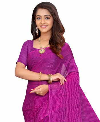 MGC Chiffon Purple colour saree with blouse piece SP740