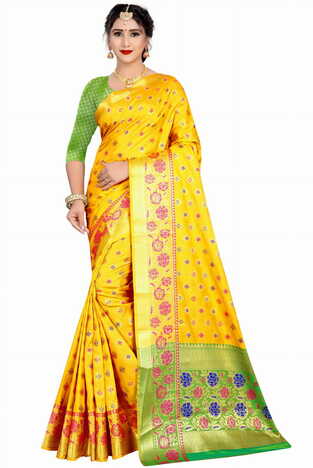 MGC Silk Yellow Color Saree SP99