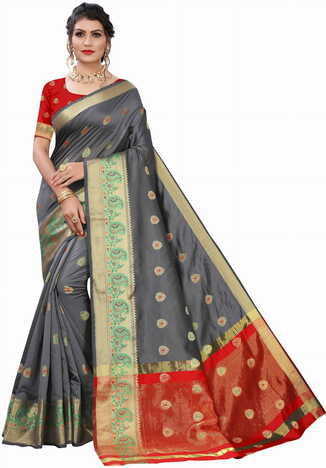 MGC Silk Grey colour saree with blouse piece SP680