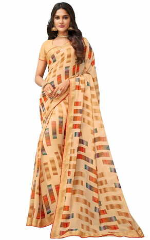 MGC Georgette Multicolor colour saree with blouse piece SP995