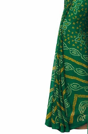 Chiffon Green Color Saree With Blouse Piece by MGC