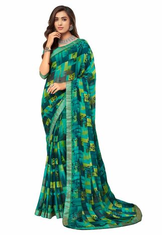 MGC Chiffon Multi Colour saree with blouse piece SP291