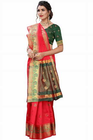 MGC Silk Pink colour saree with blouse piece SP679