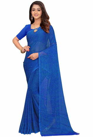 MGC Chiffon Blue colour saree with blouse piece SP741