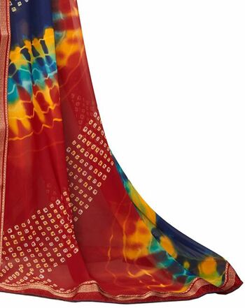 MGC Georgette Multicolor colour saree with blouse piece SP994