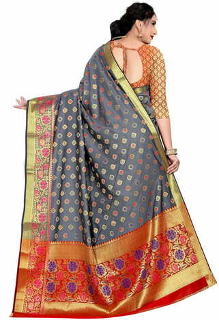 MGC Silk Grey Color Saree SP100