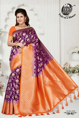 MGC Majenta And Orange Color Art Silk  Saree With Blouse Sp183