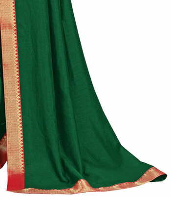 Vichitra Green Color Saree With Blouse Piece by MGC