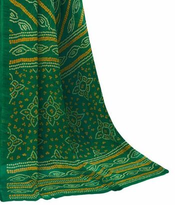 Chiffon Green Color Saree With Blouse Piece by MGC