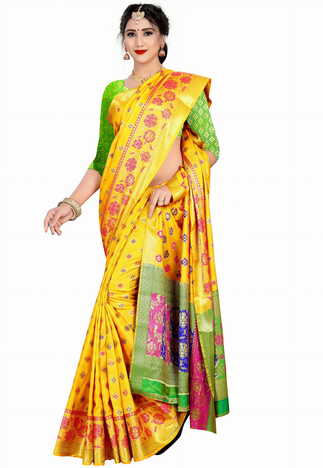 MGC Silk Yellow Color Saree SP99