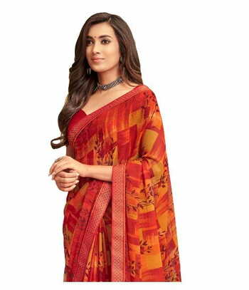 MGC Chiffon Multi Colour saree with blouse piece SP292