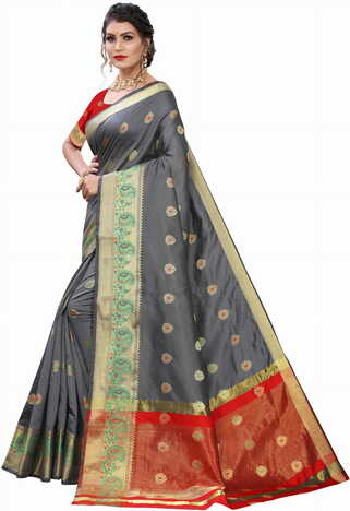 MGC Silk Grey colour saree with blouse piece SP680