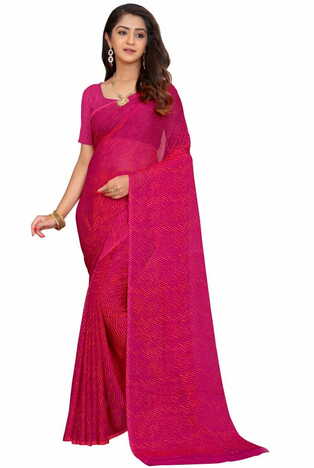 MGC Chiffon Pink colour saree with blouse piece SP742