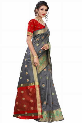 MGC Silk Grey colour saree with blouse piece SP680