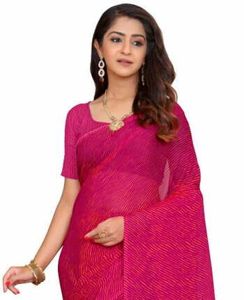 MGC Chiffon Pink colour saree with blouse piece SP742