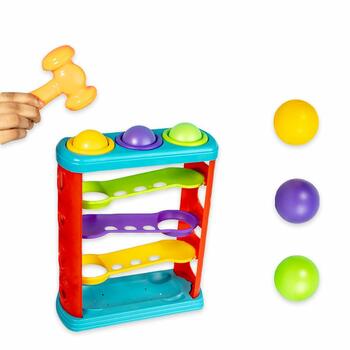 MGC Ratna's Hammer Ball Knock Ball for Babies and Toddlers | Pound and See The Balls roll Down The ramps| Safe and Non Toxic for Infants