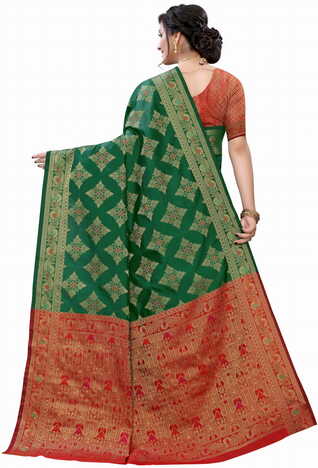 MGC Silk Green colour saree with blouse piece SP628