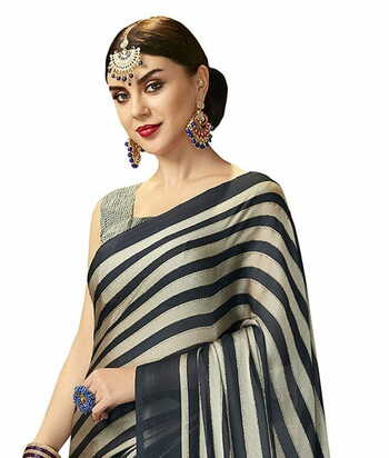 MGC Chiffon Black colour saree with blouse piece SP824