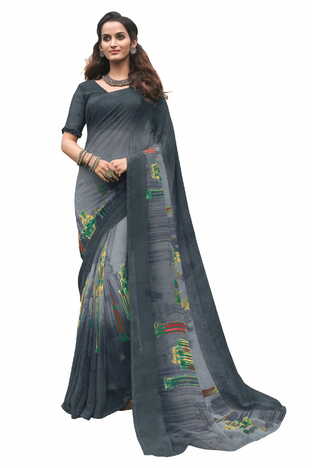 MGC Georgette Multi Colour saree with blouse Piece  SP204