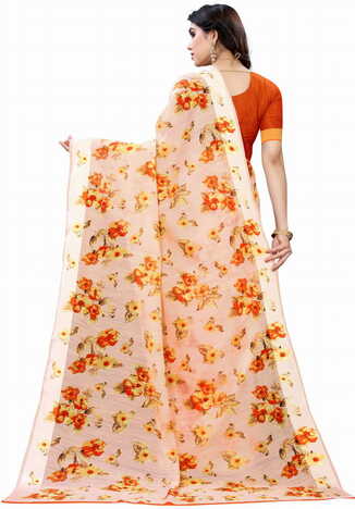 MGC Linen Peach Colour saree with blouse piece SP364