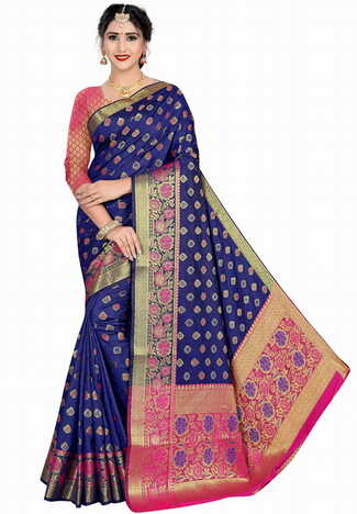 MGC Silk Blue Color Saree SP96