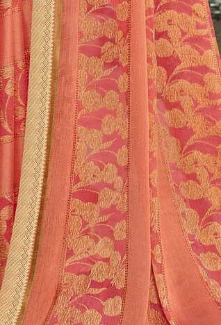 MGC Chiffon Pink colour saree with blouse piece SP821