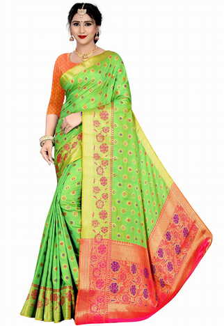 MGC Silk Green Color Saree SP97