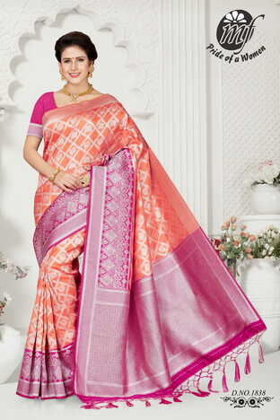 MGC Light Pink And Rani Color Art Silk  Saree With Blouse Sp190
