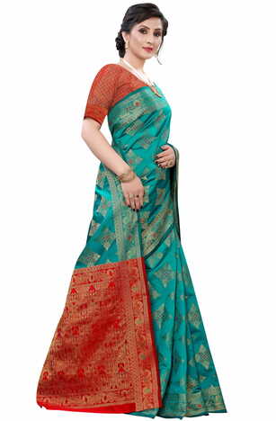 MGC Silk Green colour saree with blouse piece SP626