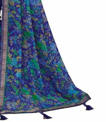 MGC Chiffon Blue colour saree with blouse piece SP932