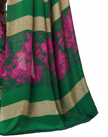 MGC Crepe Green Pink colour saree with blouse piece SP996