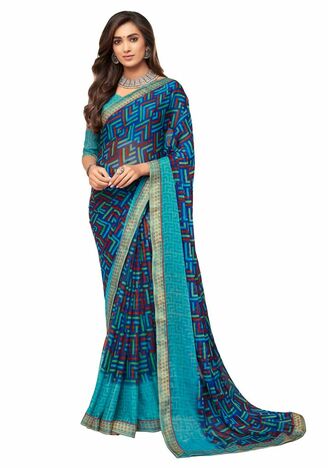 MGC Chiffon Multi Colour saree with blouse piece SP294