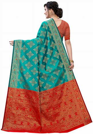 MGC Silk Green colour saree with blouse piece SP626