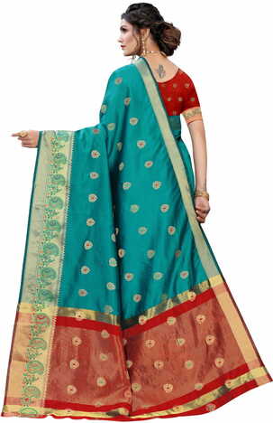 MGC Silk Turquoise colour saree with blouse piece SP681