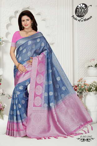 MGC Light Blue And Light Pink Color Art Silk  Saree With Blouse Sp194