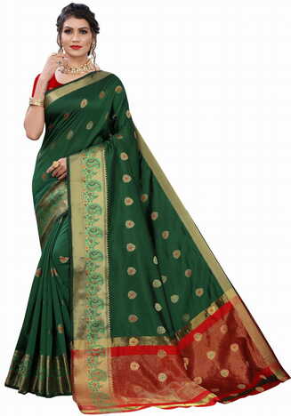 MGC Silk Green colour saree with blouse piece SP682