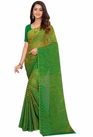 MGC Chiffon Green colour saree with blouse piece SP745