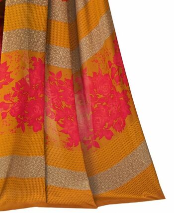 MGC Crepe Yellow Orange colour saree with blouse piece SP997