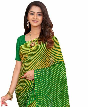 MGC Chiffon Green colour saree with blouse piece SP745