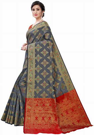 MGC Silk Grey colour saree with blouse piece SP627