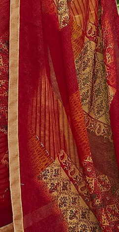 MGC Daani Georgette  Red colour saree with blouse piece SP822