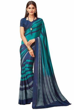 MGC Crepe Navy Green colour saree with blouse piece SP998