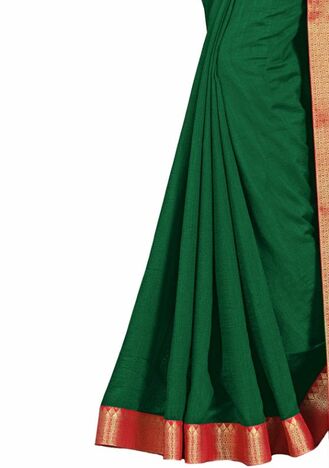 Vichitra Green Color Saree With Blouse Piece by MGC