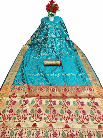 MGC Silk Firozi Color Saree SP95