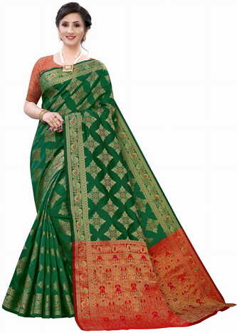 MGC Silk Green colour saree with blouse piece SP628