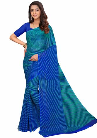 MGC Chiffon Blue colour saree with blouse piece SP747