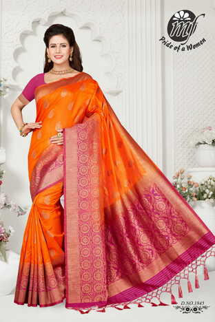 MGC Orange And Rani Color Art Silk  Saree With Blouse Sp197